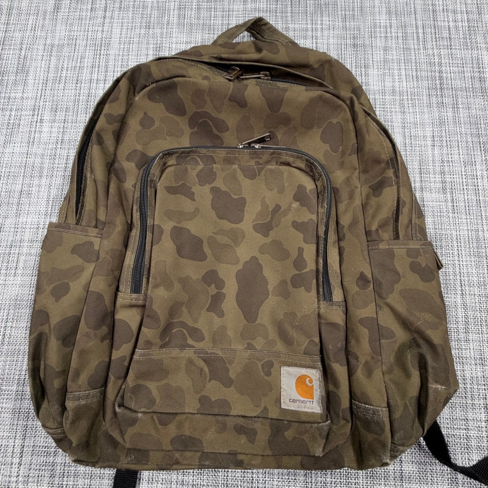 Carhartt Essential 25L Laptop Backpack Duck Camo Brown School Travel Organizer